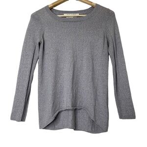 Max Studio 100% Extrafine Merino Wool Grey long Sleeve High Low Sweater M